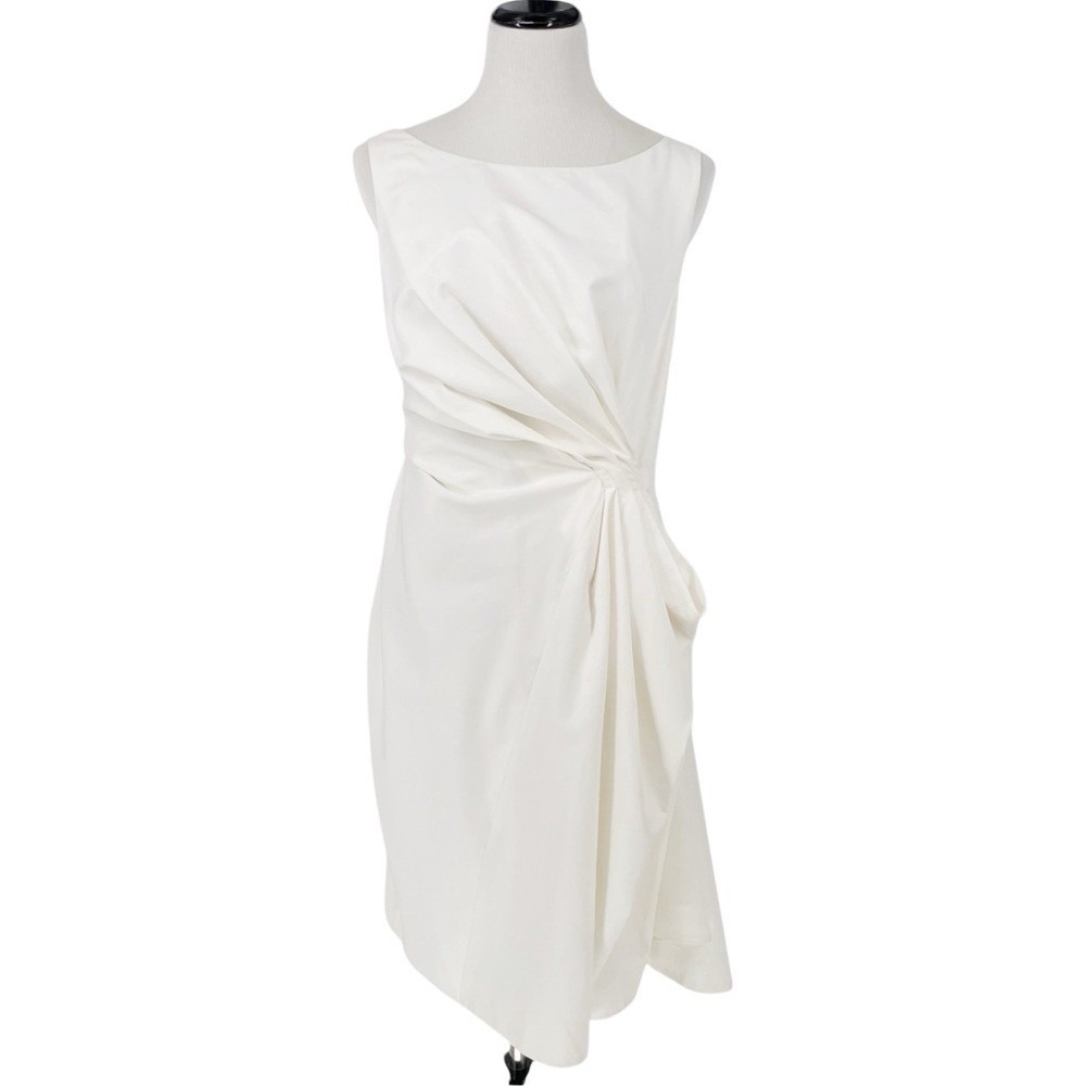 Les Hommes Femme Ivory Draped Knot Waist Dress EU 46 Minimalist Designer